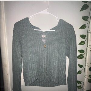 SO Gray/Light green Ribbed Knit Cardigan